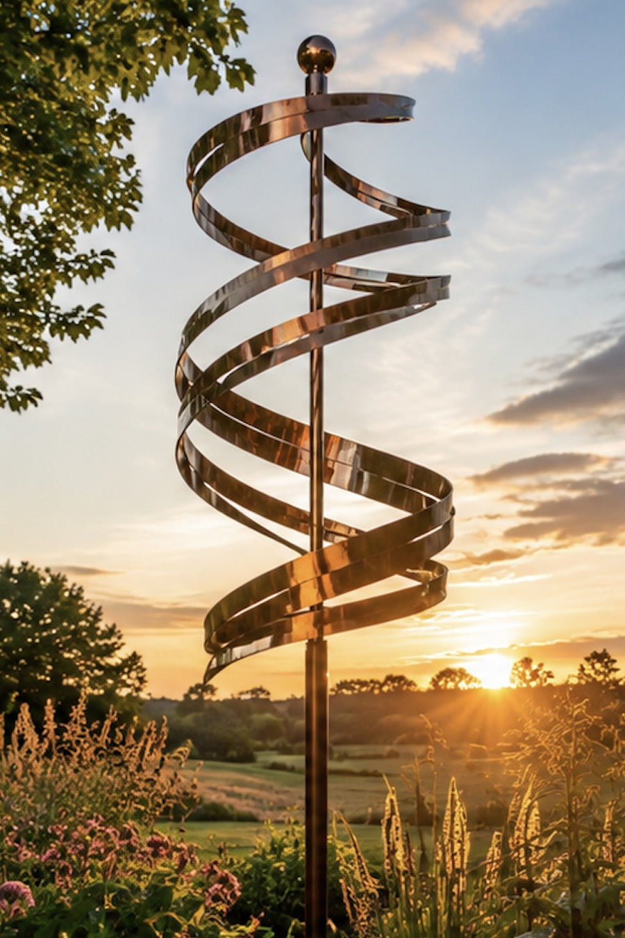 Copper Helix Wind Sculpture